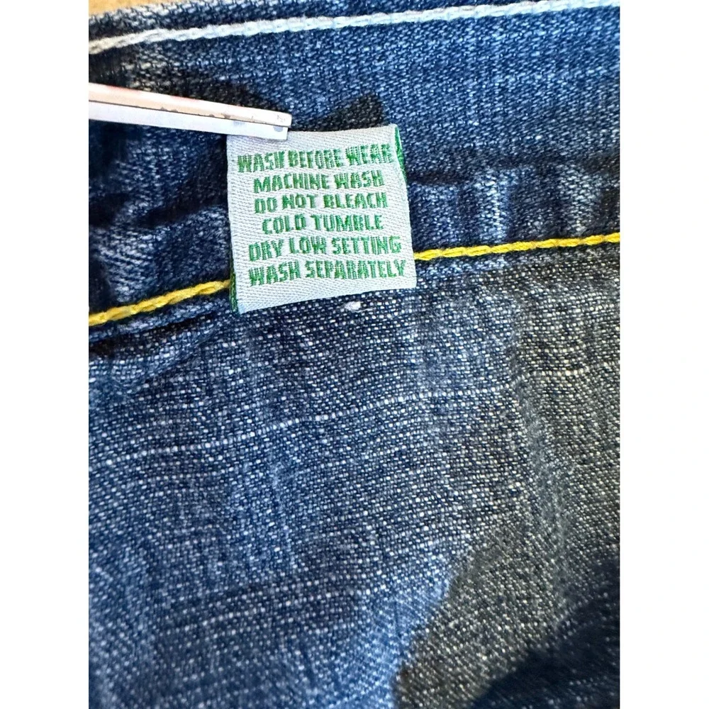 Evolution Design Men Baggy Argyle Pocket Jeans Blue Denim 38x32 Y2K Streetwear